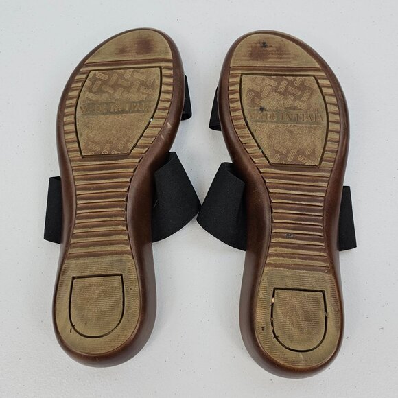 Italian Shoemakers Wms 9 Brown Black Open Toe Comfort Earthy Summer Slide Shoes - Picture 14 of 16